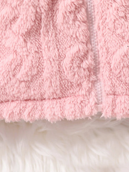 Baby Winterjacke / Wintermantel mit Kapuze aus Plüsch für Mädchen