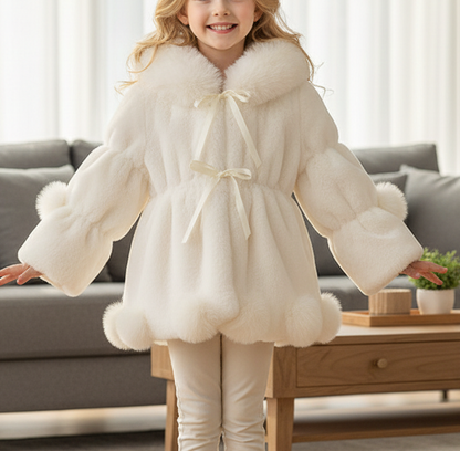 Winter Kunstfellmantel für Mädchen einfarbig