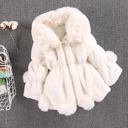 Winter Kunstfellmantel für Mädchen einfarbig