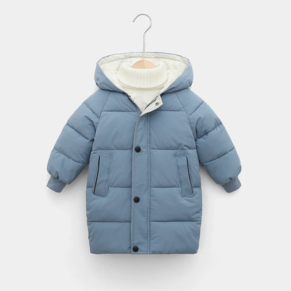 Winterjacke mit Kapuze / Winterparka für Kinder / Daunenjacke einfarbig