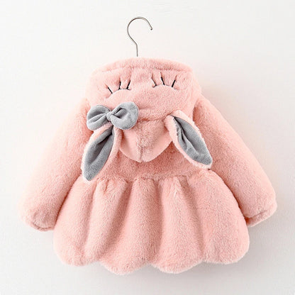 Winterjacke / Wintermantel mit Kapuze & Ohren für Mädchen in Rosa, Beige oder Rot