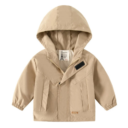 Regenjacke / Übergangsjacke einfarbig mit Kapuze in Schwarz oder Beige