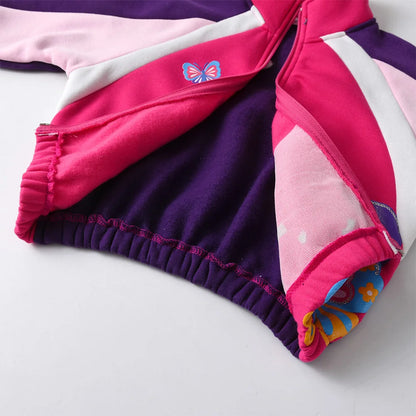 Fleecejacke für Mädchen mit Kragen ohne Kapuze / Schmetterlinge