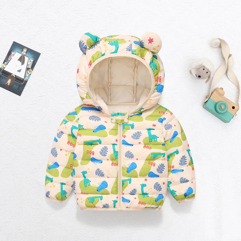 Kinder Winterjacke mit Kapuze und niedlichen Ohren