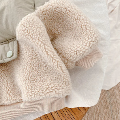 Hybrid Winterjacke für Kinder ohne Kapuze mit Teddyfell