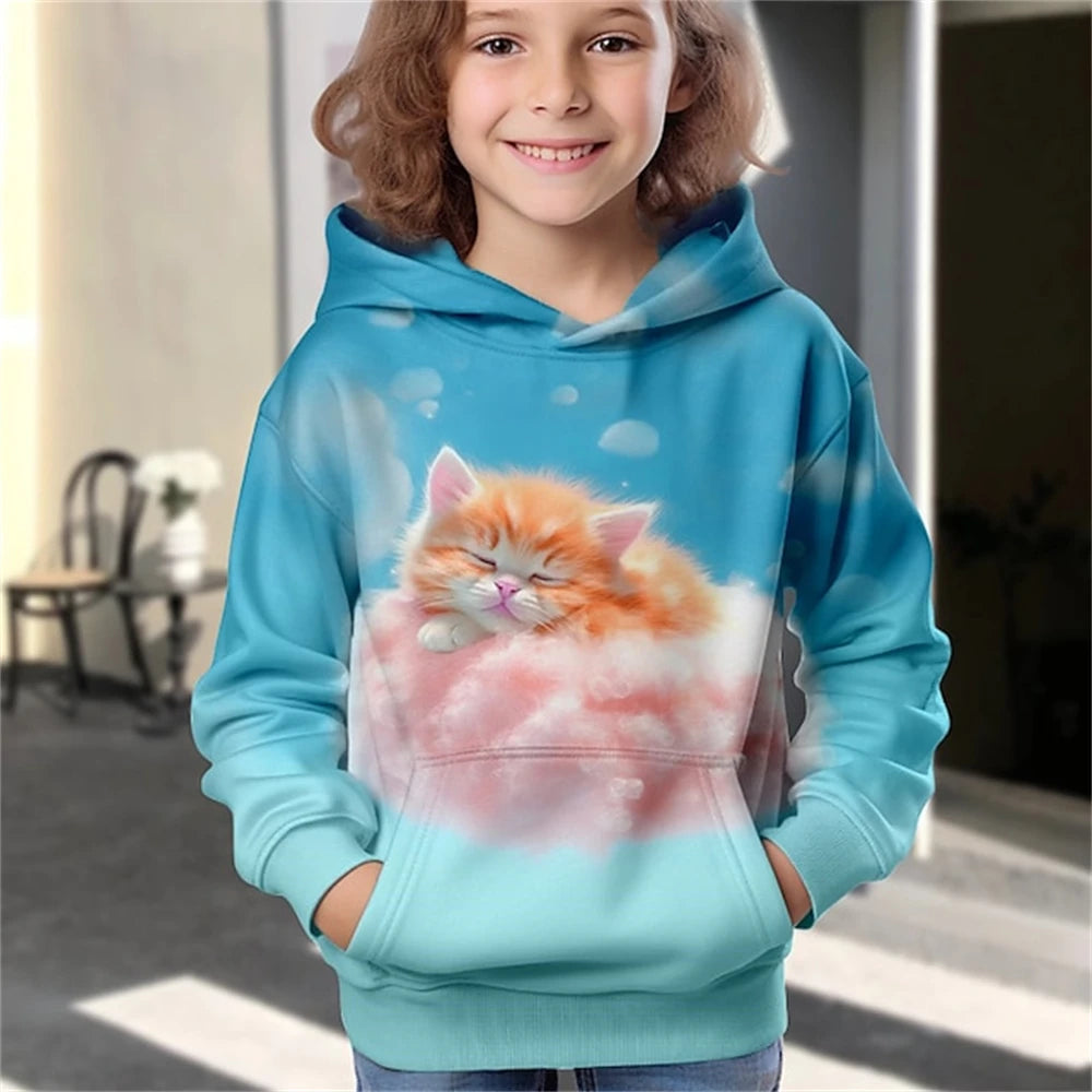 Kinder-Hoodie mit niedlichem Katzenmotiv