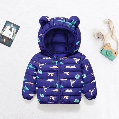 Kinder Winterjacke mit Kapuze und niedlichen Ohren / Daunenjacke / Steppjacke