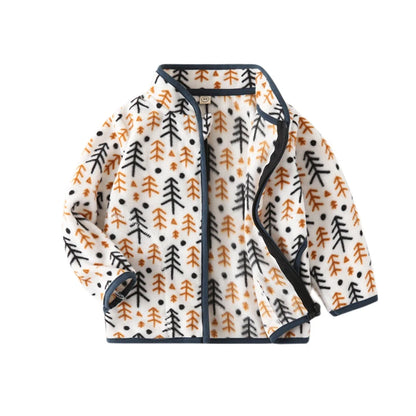 Fleecejacke für Kinder ohne Kapuze mit Kragen
