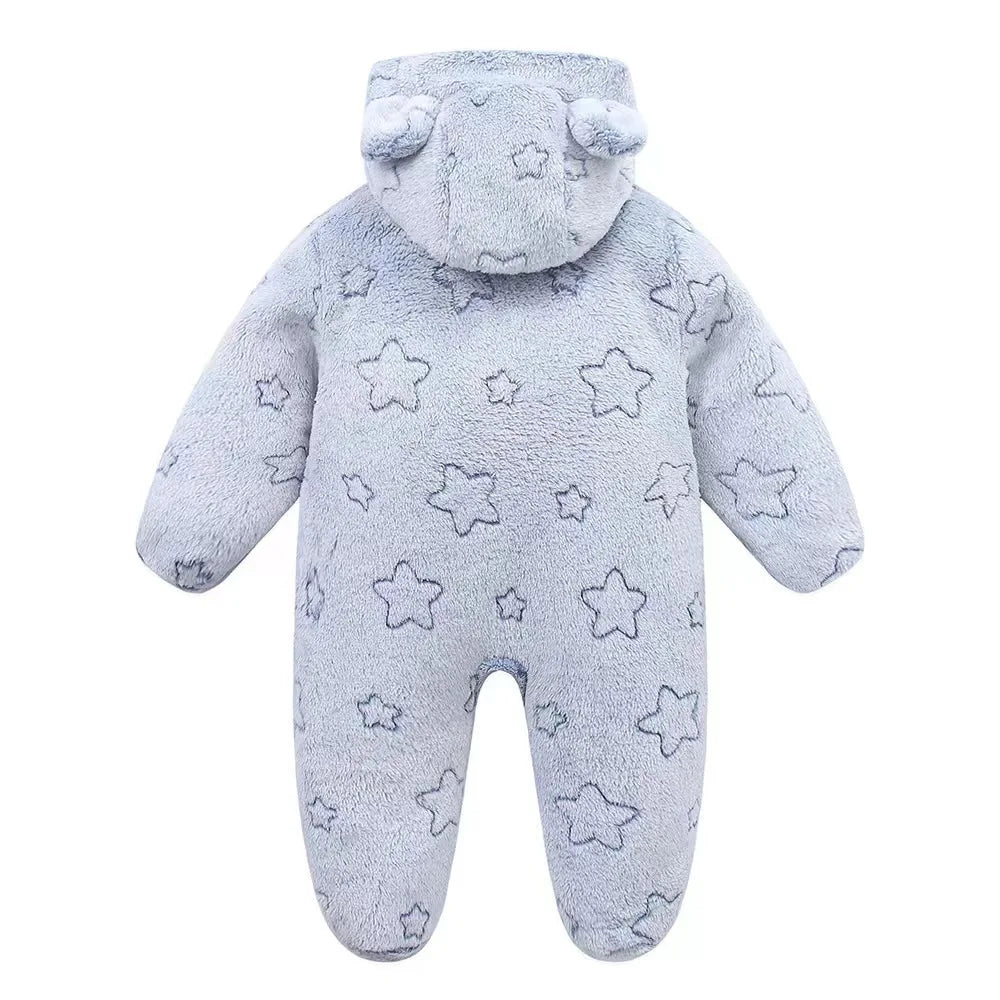 Flauschiger Baby-Overall mit Kapuze