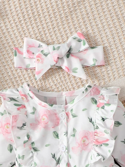 Zauberhaftes Baby-Kleid mit Blumenmuster und passendem Haarband