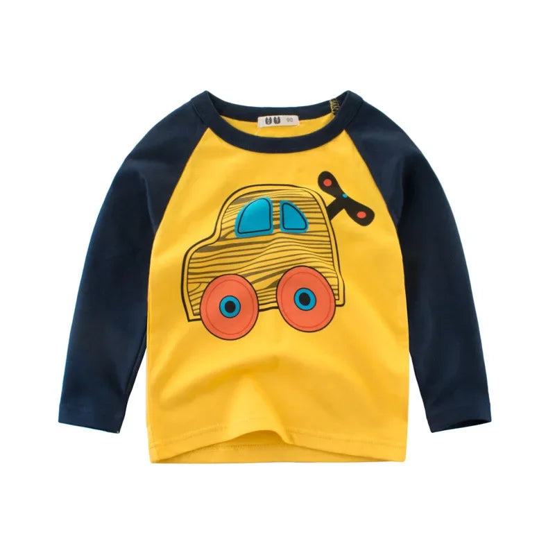 Kinder Langarm-Shirts mit Fahrzeugmotiven