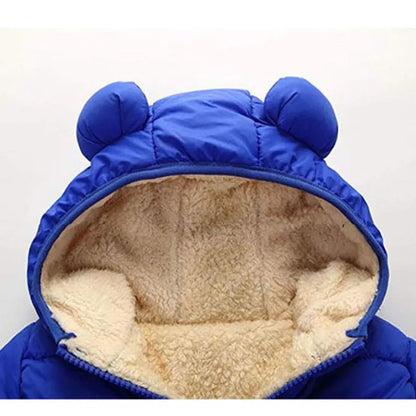 Winterjacke mit Kapuze & Ohren einfarbig / Wind- und Wasserabweisend / Daunenjacke / Steppjacke für Jungen