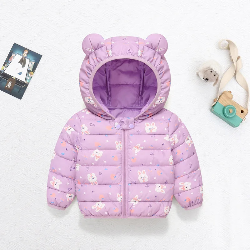 Kinder Winterjacke mit Kapuze und niedlichen Ohren