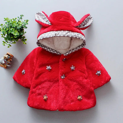 Winterjacke für Mädchen | Kuschelige Jacke mit Hasenohren