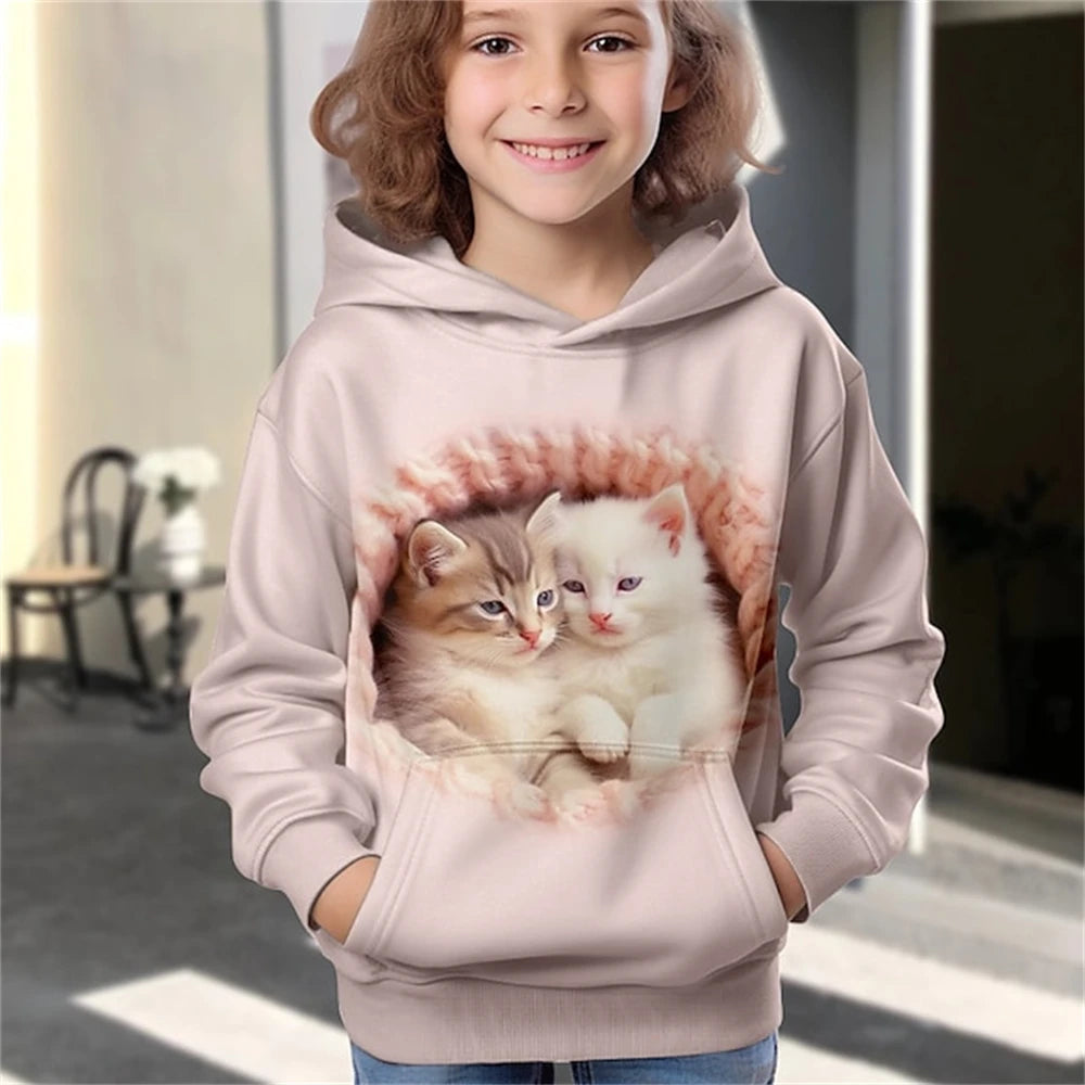 Kinder-Hoodie mit niedlichem Katzenmotiv