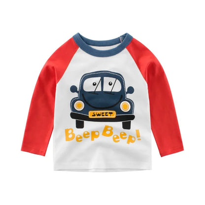 Kinder Langarm-Shirts mit Fahrzeugmotiven