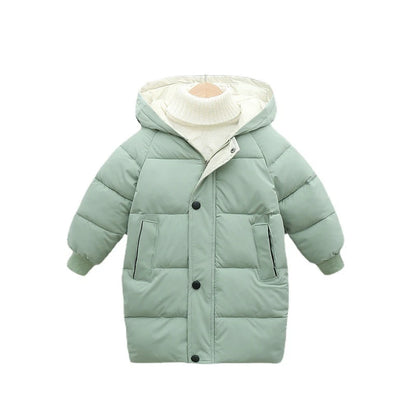 Winterjacke mit Kapuze / Winterparka für Kinder / Daunenjacke einfarbig