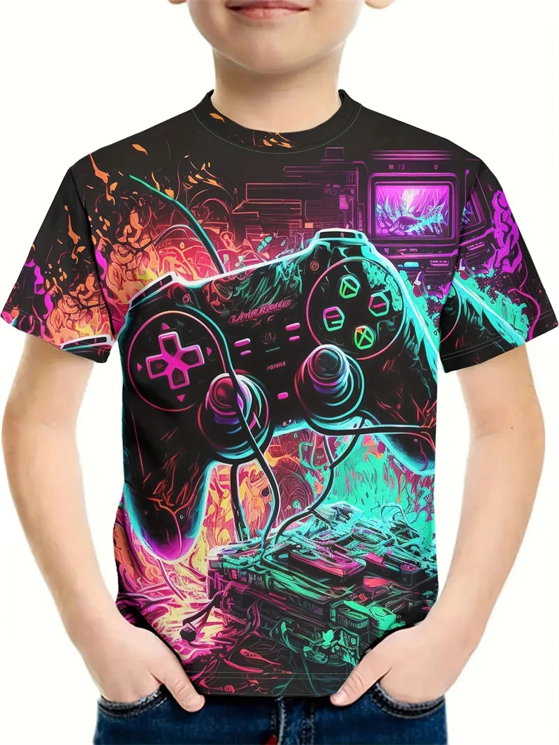 Stylisches Gamer T-Shirt mit All-Over-Print für Groß und Klein