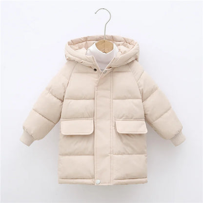 Winterjacke mit Kapuze / Winterparka für Kinder / Daunenjacke einfarbig