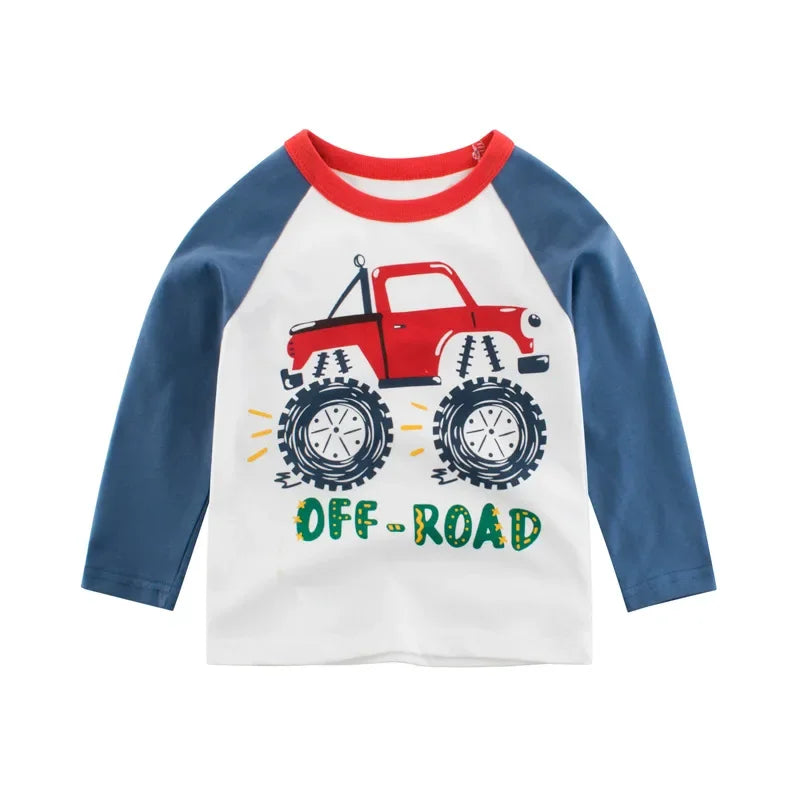 Kinder Langarm-Shirts mit Fahrzeugmotiven