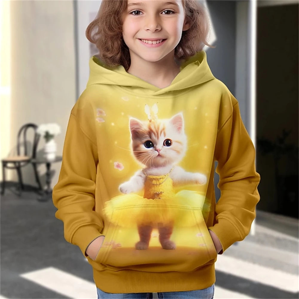 Kinder-Hoodie mit niedlichem Katzenmotiv