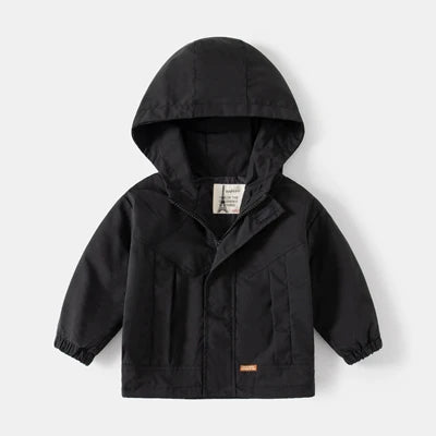 Regenjacke / Übergangsjacke einfarbig mit Kapuze in Schwarz oder Beige