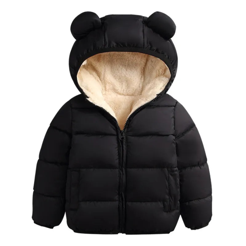 Kuschelige Kinder-Winterjacke mit Bärenohren