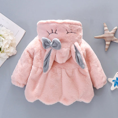 Winterjacke / Wintermantel mit Kapuze & Ohren für Mädchen in Rosa, Beige oder Rot