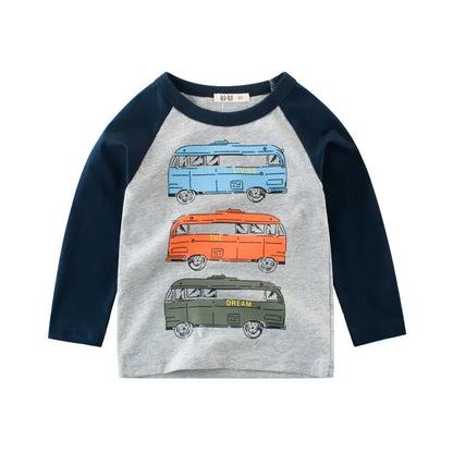 Kinder Langarm-Shirts mit Fahrzeugmotiven