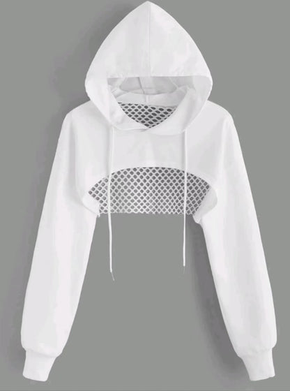 Trendiger Netz-Cropped-Hoodie