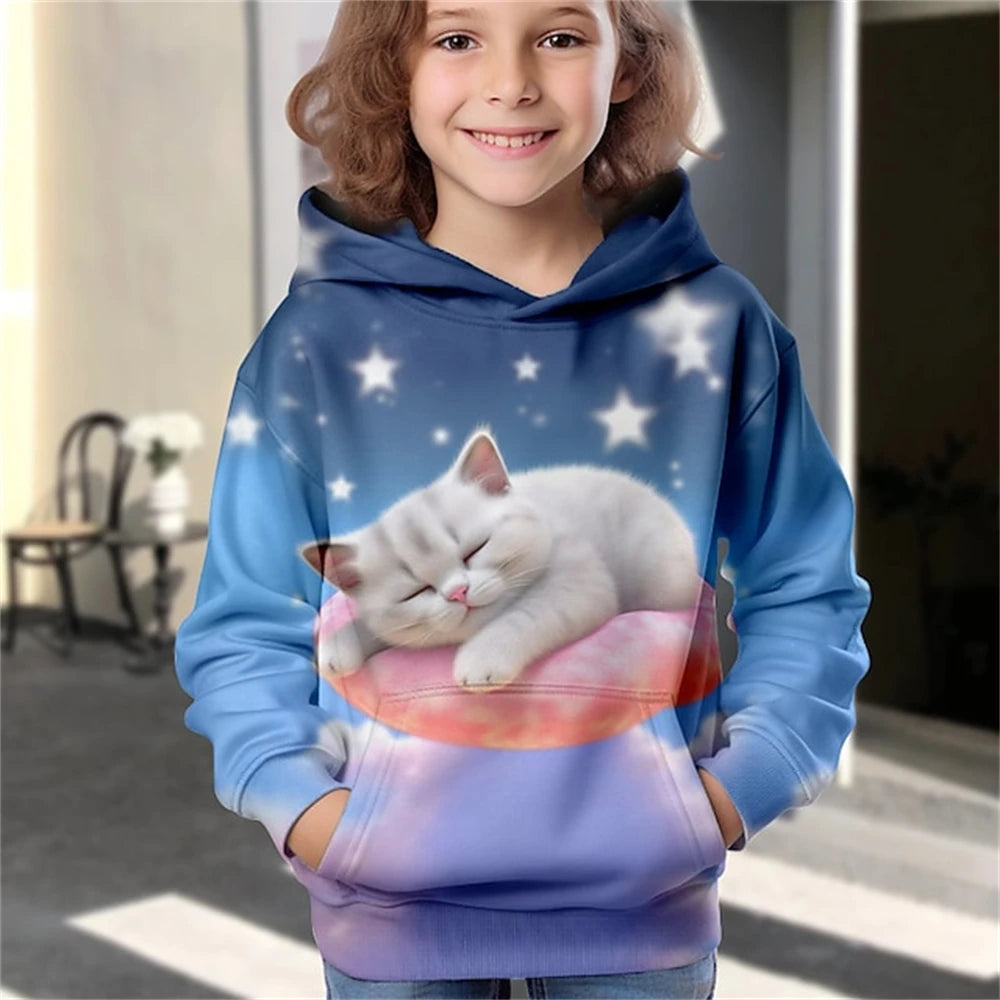 Kinder-Hoodie mit niedlichem Katzenmotiv