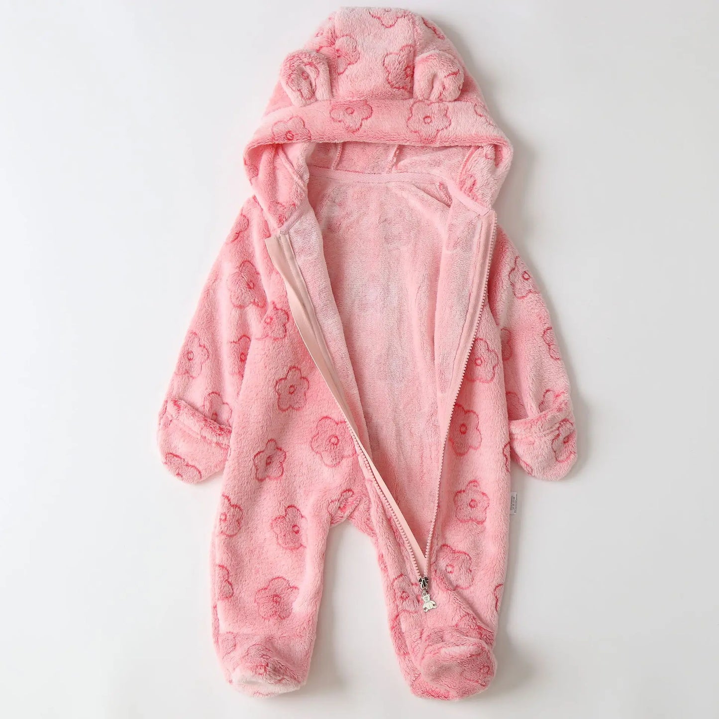 Flauschiger Baby-Overall mit Kapuze