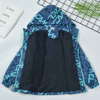 Regenjacke / Übergangsjacke mit Kapuze / Innenleben aus Fleece