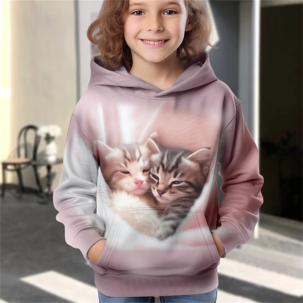 Kinder-Hoodie mit niedlichem Katzenmotiv