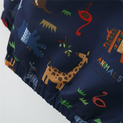 Regenjacke mit Kapuze in Navy mit Tiermotiven