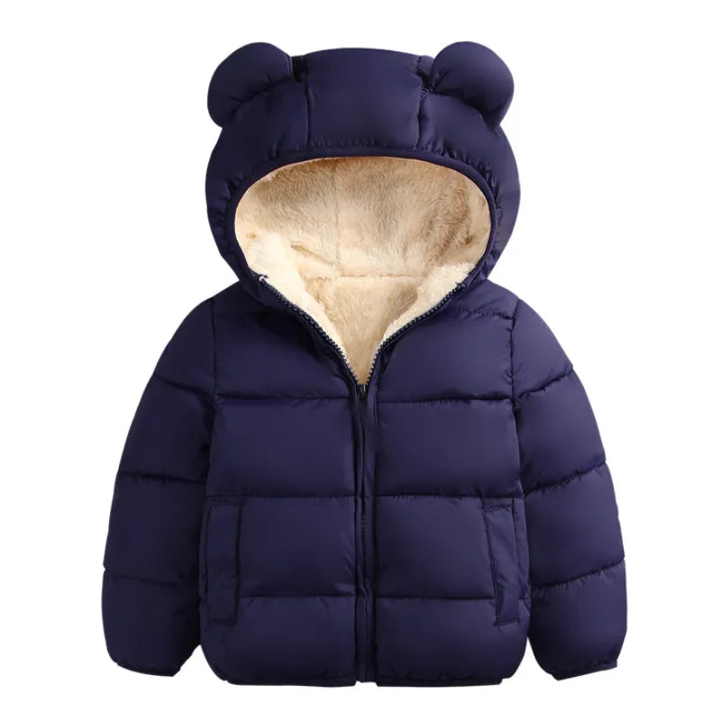 Kuschelige Kinder-Winterjacke mit Bärenohren