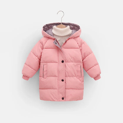 Winterjacke mit Kapuze / Winterparka für Kinder / Daunenjacke einfarbig