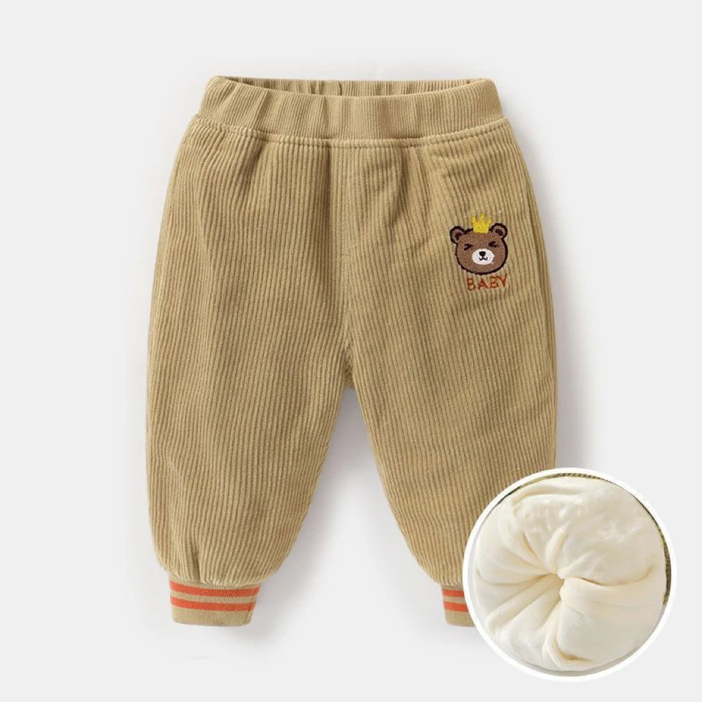 Kinder Cordhosen mit Teddy-Stickerei – Warm, Bequem & Stylisch
