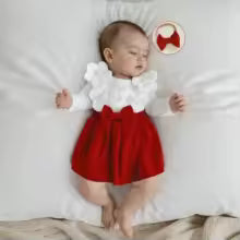 Baby Mädchen Kleid-Set mit Blüten & Schleife – 4 Designs