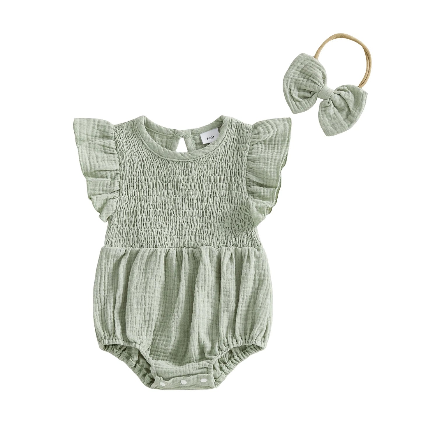 Baby Musselin Body mit Rüschen & Haarband – luftiges Sommeroutfit für Mädchen