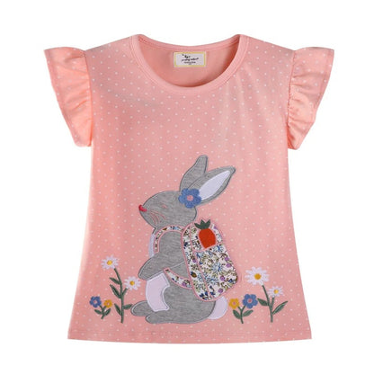 Mädchen T-Shirt mit 3D Hasen Applikation