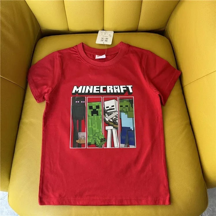 Minecraft T-Shirt für Kinder – Kurzarm Shirt aus Baumwolle mit Kult-Motiven
