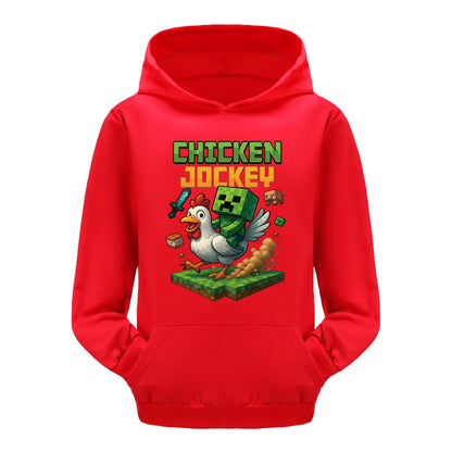 Minecraft Kinder Hoodie „Chicken Jockey“ – Kapuzenpullover für Mädchen & Jungen (Gr. 104–170)
