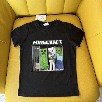 Minecraft T-Shirt für Kinder – Kurzarm Shirt aus Baumwolle mit Kult-Motiven