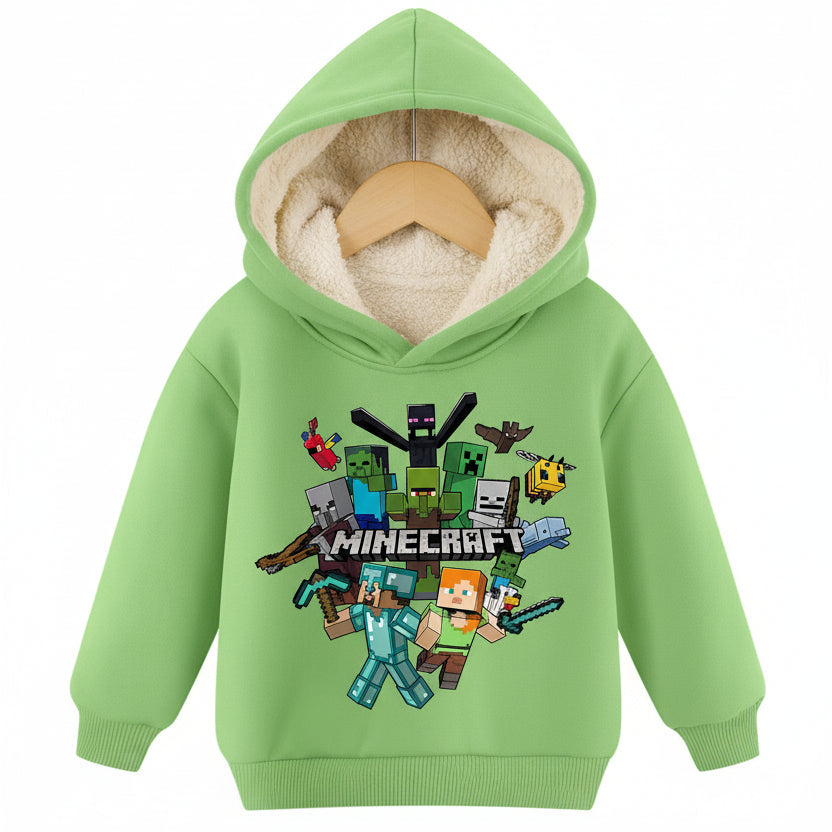 Minecraft Kinder Hoodie für Jungen – gefüttert, mit Kapuze