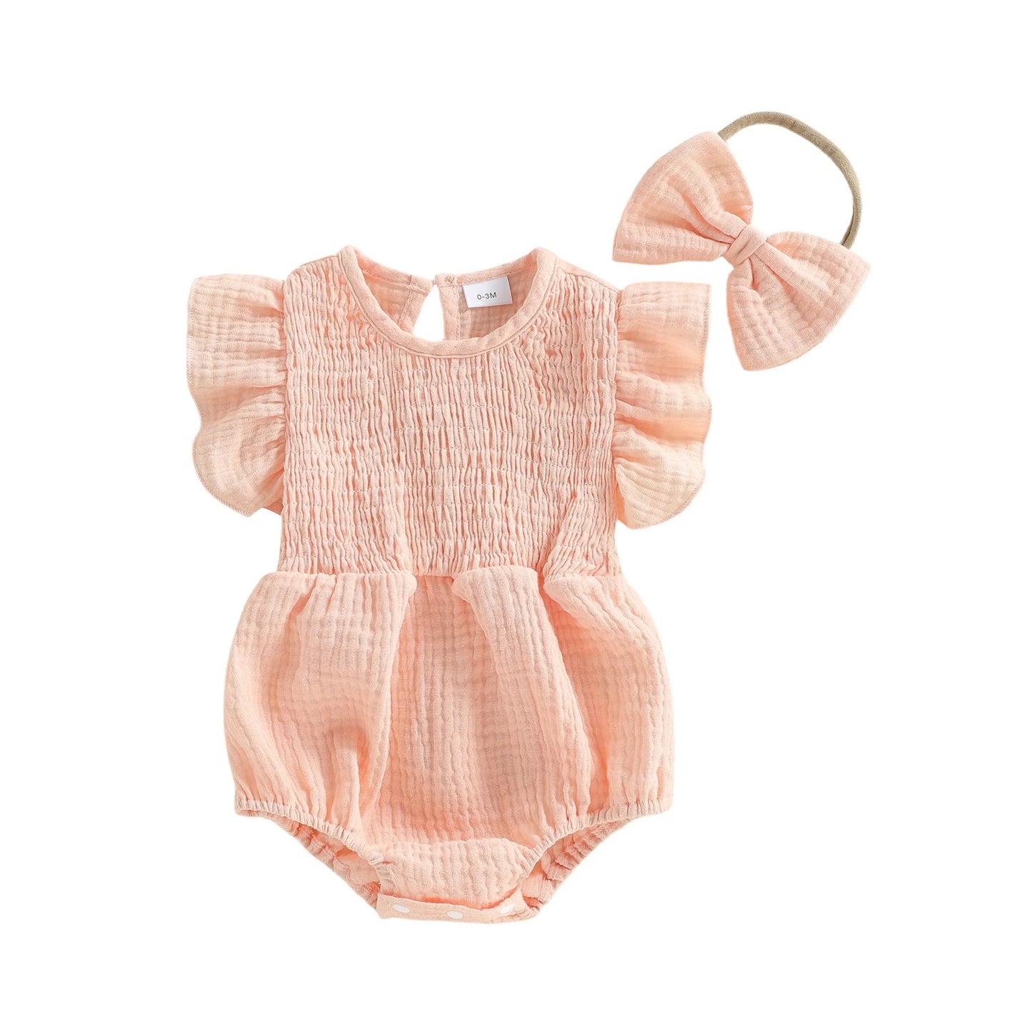 Baby Musselin Body mit Rüschen & Haarband – luftiges Sommeroutfit für Mädchen