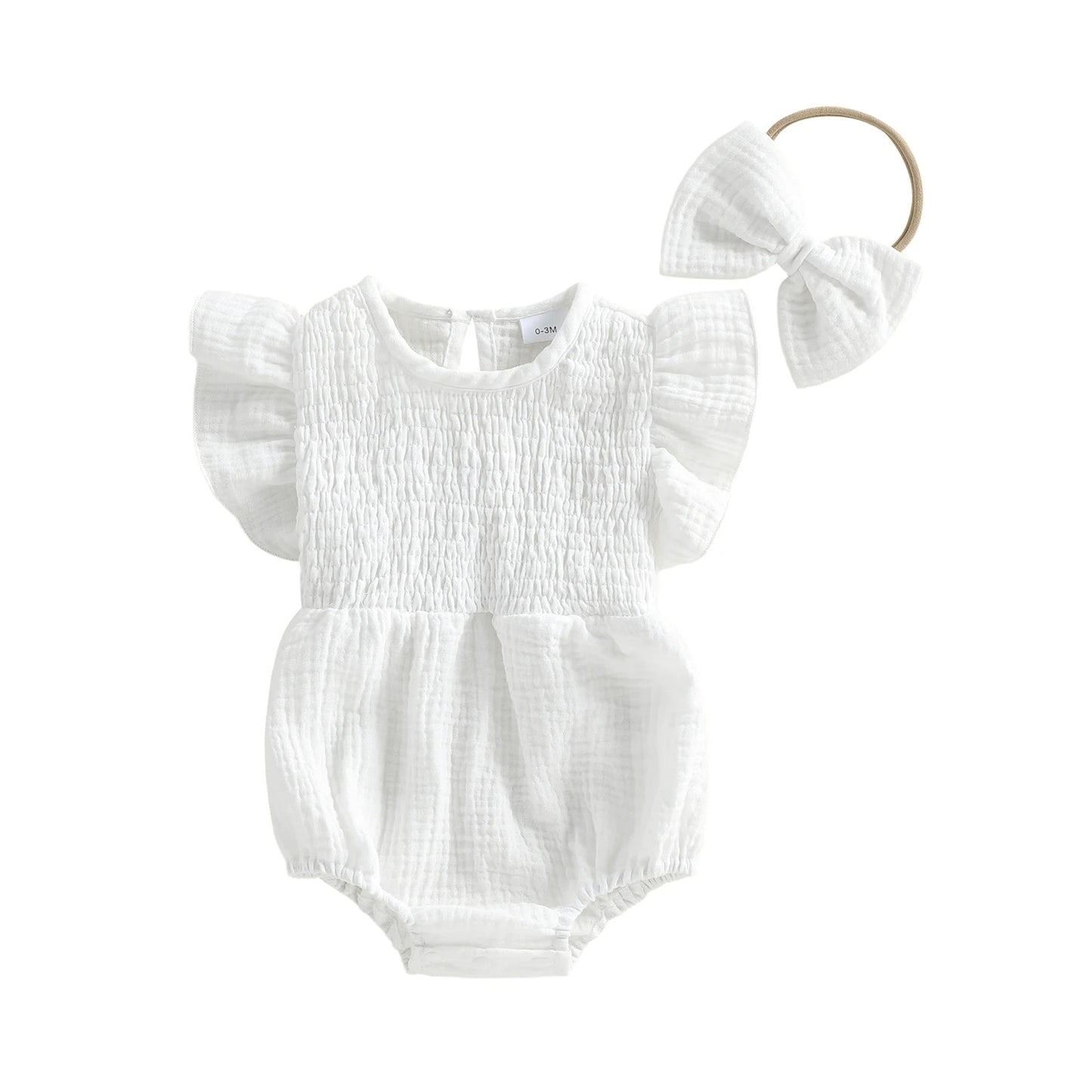 Baby Musselin Body mit Rüschen & Haarband – luftiges Sommeroutfit für Mädchen