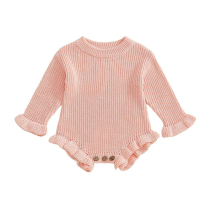 Strick Baby Body mit Rüschen – Langarm Body für Mädchen