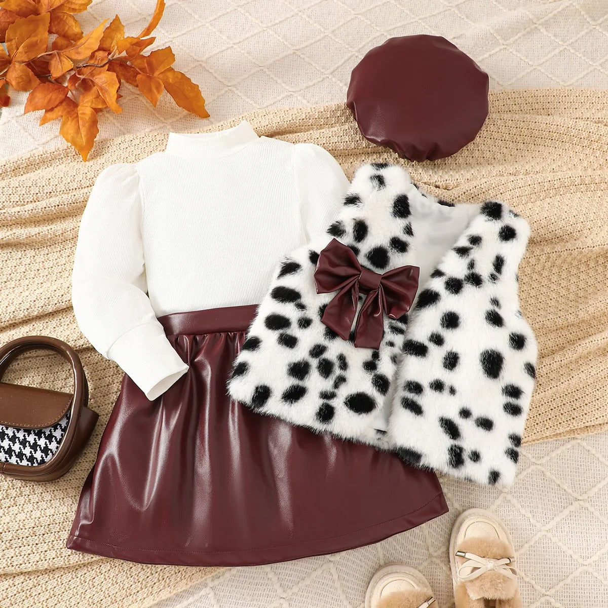 Stylisches Herbst- & Winter-Outfit mit Kunstleder-Rock & Kuschelweste