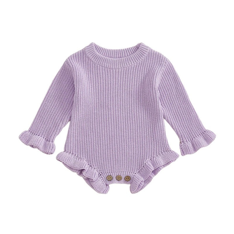 Strick Baby Body mit Rüschen – Langarm Body für Mädchen